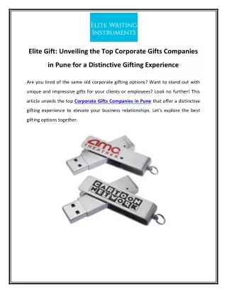 Elite Gift Unveiling the Top Corporate Gifts Companies in Pune for a Distinctive Gifting Experience