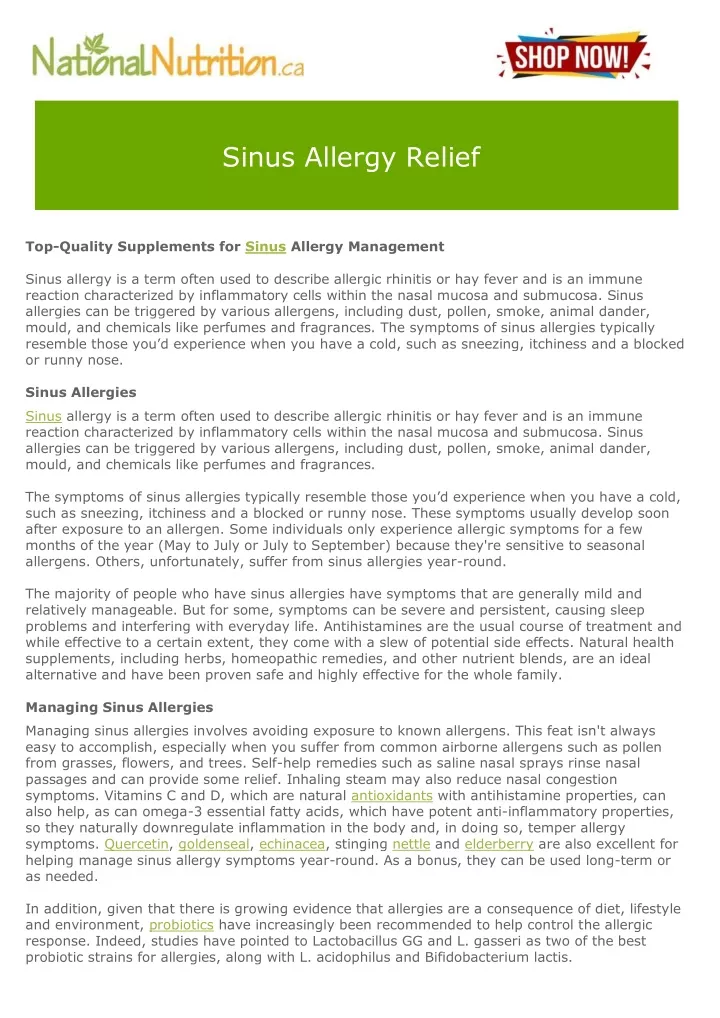 sinus allergy relief