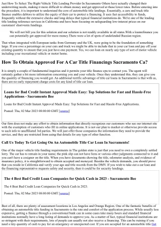 Leading 10 Finest Cars And Truck Title Loan In Sacramento, Ca December 2023
