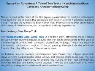 Embark on Adventure A Tale of Two Treks – Kanchenjunga Base Camp and Annapurna Base Camp