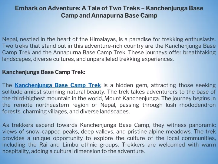 embark on adventure a tale of two treks