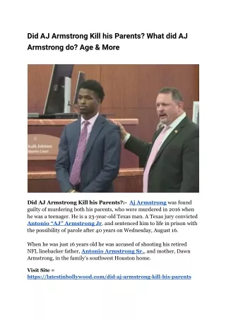 Did AJ Armstrong Kill his Parents_ What did AJ Armstrong do_ Age & More