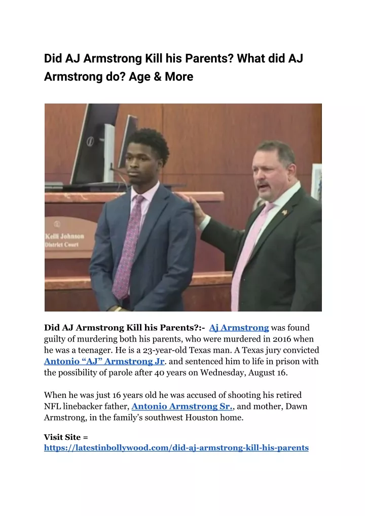 did aj armstrong kill his parents what