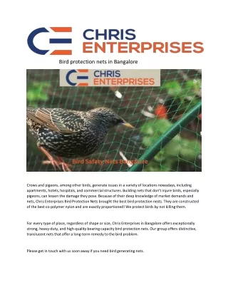 bird protection nets in bangalore