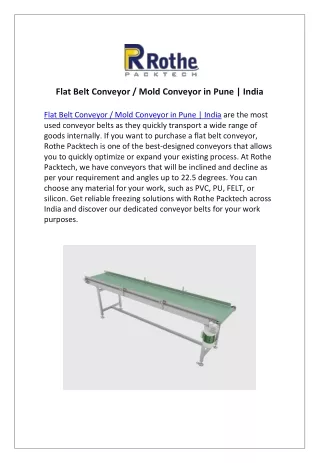 Flat Belt Conveyor Pune, India