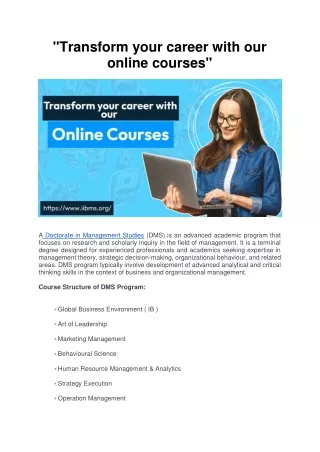 Transform your career with our online courses.