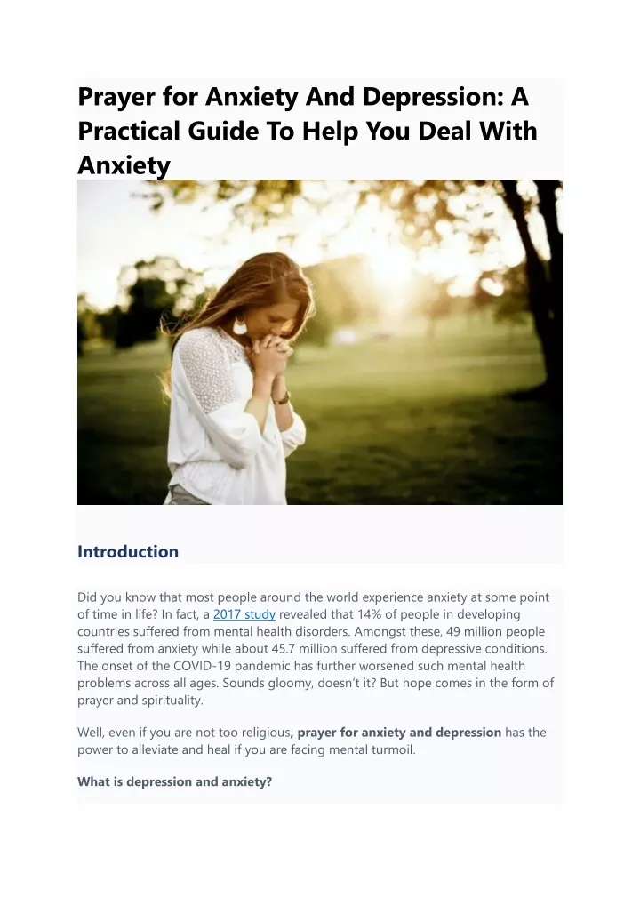 prayer for anxiety and depression a practical