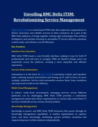 unveiling bmc helix itsm revolutionizing service