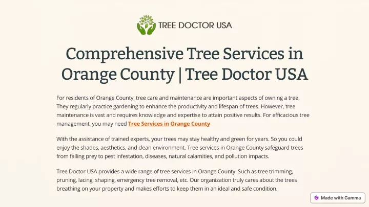 comprehensive tree services in orange county tree