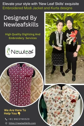Elevate your style with ‘New Leaf Skills' exquisite Embroidered Modi Jacket and Kurta designs