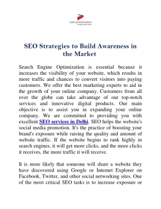 SEO Strategies to Build Awareness in the Market