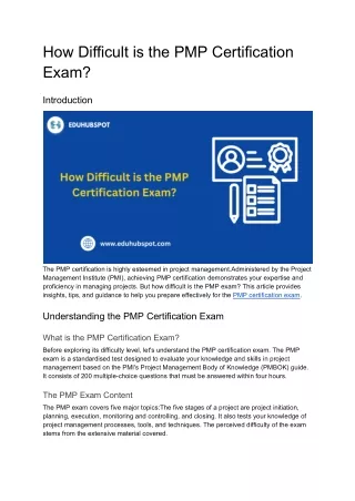 How Difficult is the PMP Certification Exam