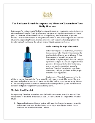 The Radiance Ritual Incorporating Vitamin C Serum into Your Daily Skincare