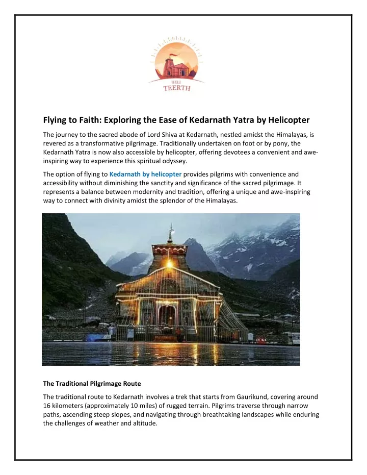 flying to faith exploring the ease of kedarnath