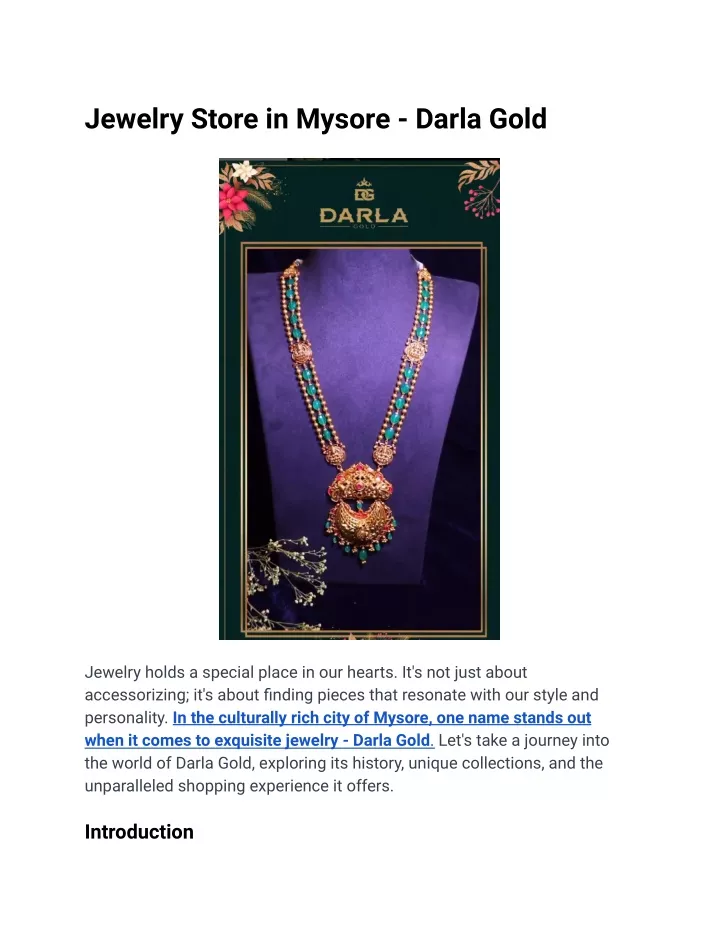 jewelry store in mysore darla gold