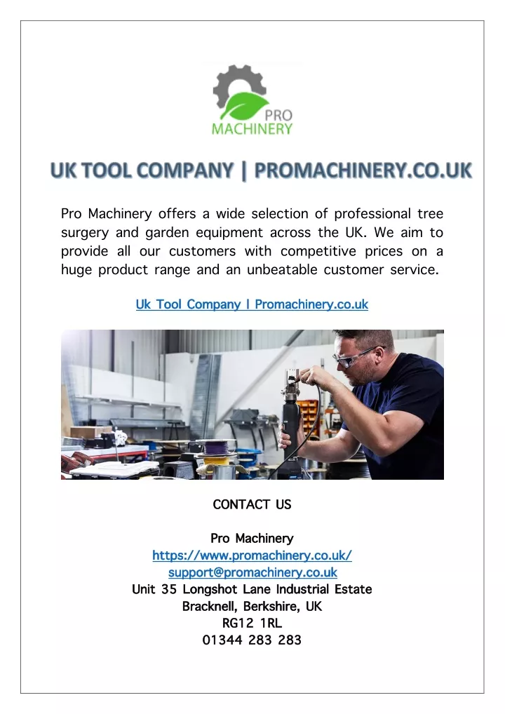 pro machinery offers a wide selection