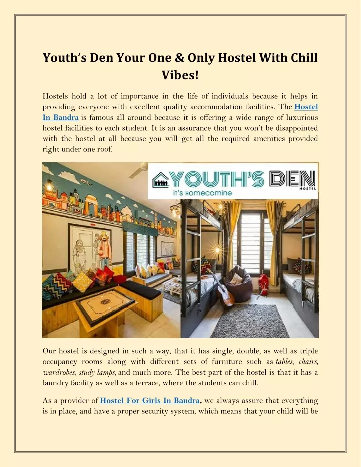 youth s den your one only hostel with chill vibes