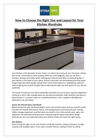 Stosa Cucine - How to Choose the Right Size & Layout for Kitchen Wardrobe?