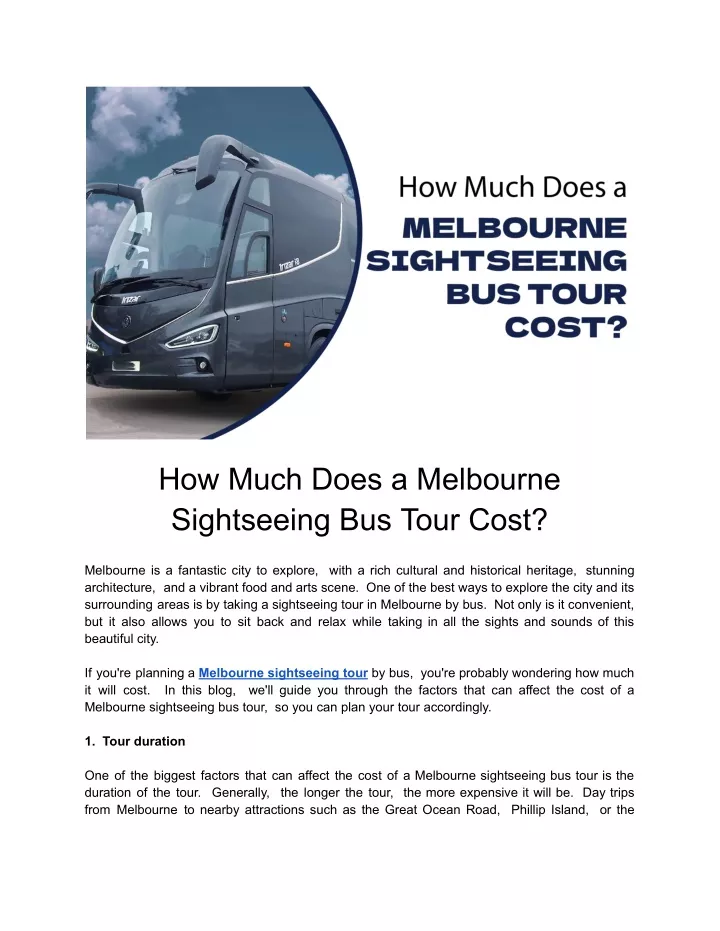 how much does a melbourne sightseeing bus tour