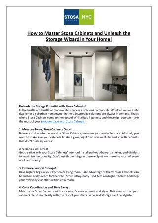 Stosa Cucine - How to Master Stosa Cabinets and Unleash the Storage Wizard in Your Home!