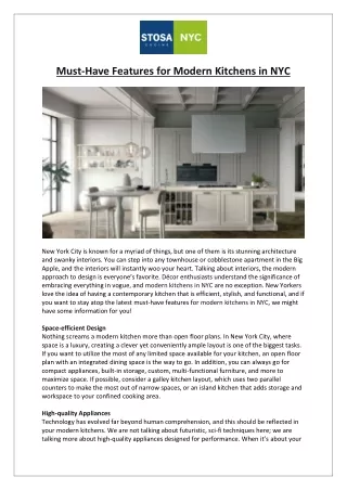 Stosa Cucine - Must-Have Features for Modern Kitchens in NYC?