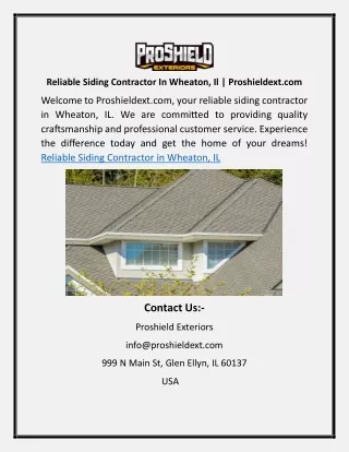 Reliable Siding Contractor In Wheaton, Il | Proshieldext.com
