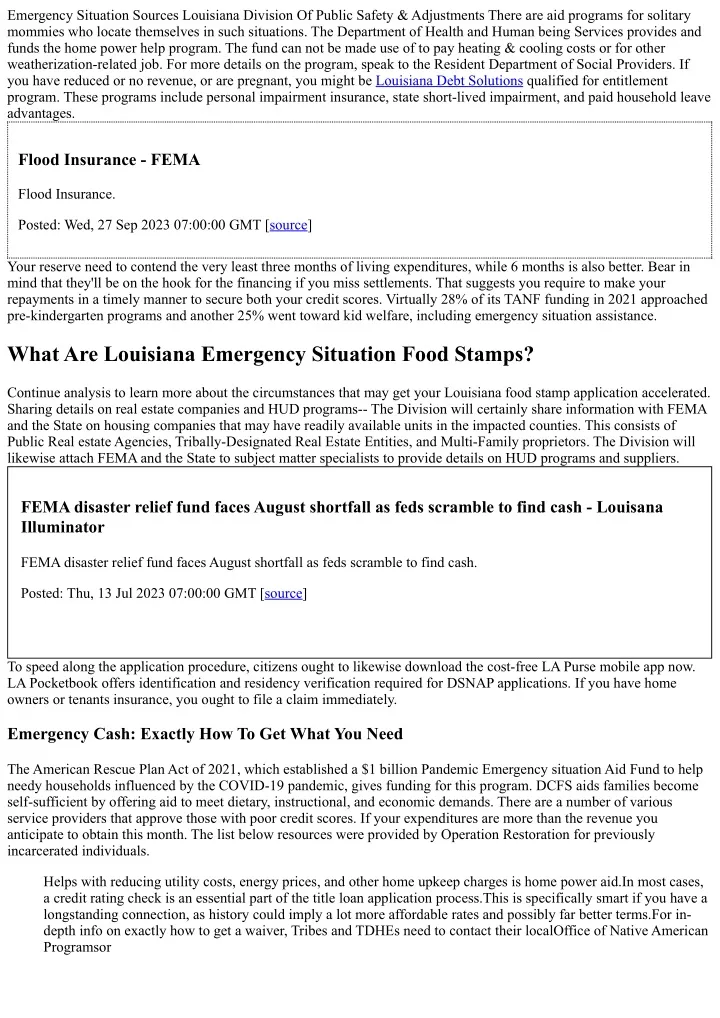 emergency situation sources louisiana division