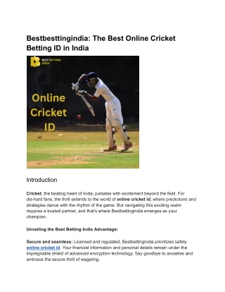Bestbesttingindia_ The Best Online Cricket Betting ID in India
