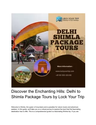 Discover the Enchanting Hills_ Delhi to Shimla Package Tours by Lock Your Trip