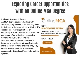 Exploring Career Opportunities with an Online MCA Degree