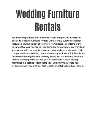 Wedding Furniture Rentals