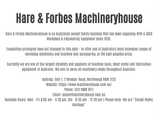 Hare & Forbes Machineryhouse