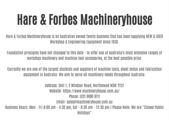 hare forbes machineryhouse