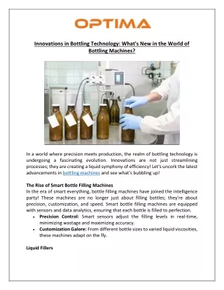 Innovations in Bottling Technology What's New in the World of Bottling Machines