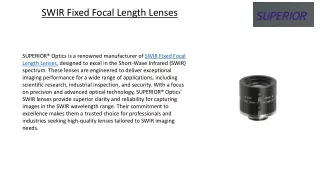 SWIR Fixed Focal Length Lenses