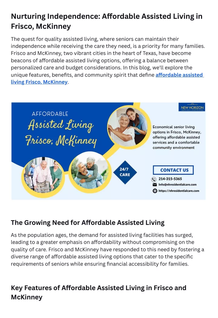 nurturing independence a ordable assisted living