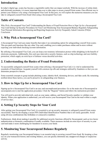 How to Safeguard Yourself from Fraud with a Securespend Visa Card