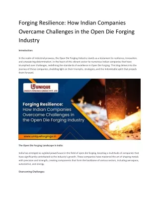 Forging Resilience_ How Indian Companies Overcame Challenges in the Open Die Forging Industry