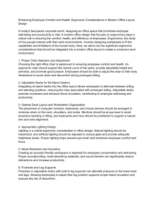 enhancing employee comfort and health ergonomic