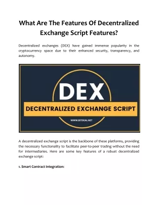 What Are The Features Of Decentralized Exchange Script Features