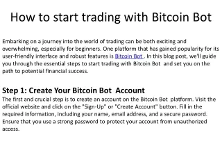 How to start trading with Bitcoin Bot