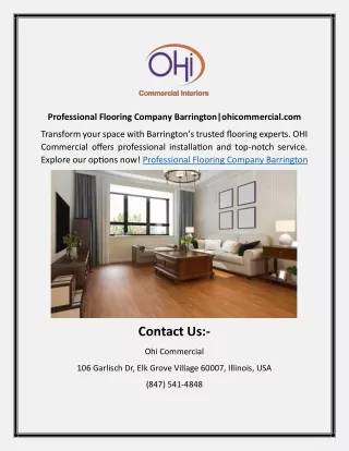 Professional Flooring Company Barrington|ohicommercial.com