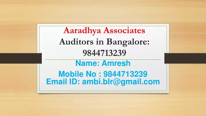 aaradhya associates auditors in bangalore