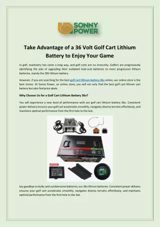 Take Advantage of a 36 Volt Golf Cart Lithium Battery to Enjoy Your Game