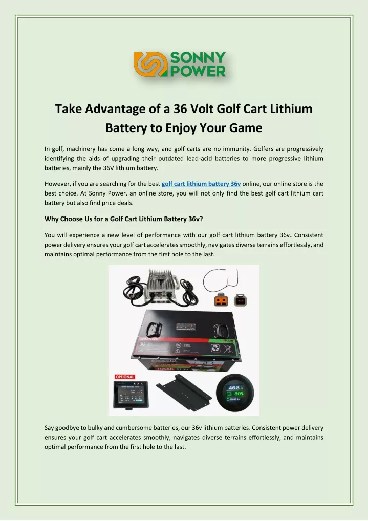 take advantage of a 36 volt golf cart lithium