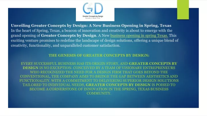 unveiling greater concepts by design