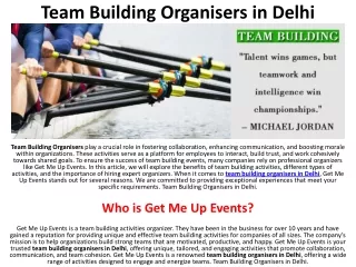 Team Building Organisers in Delhi