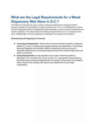 What are the Legal Requirements for a Weed Dispensary Web Store in DC