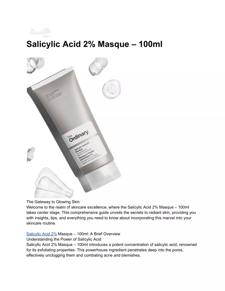 salicylic acid 2 masque 100ml