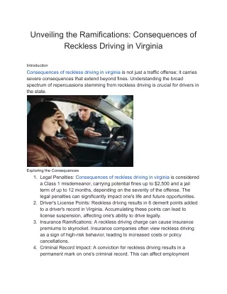 consequences of reckless driving in virginia